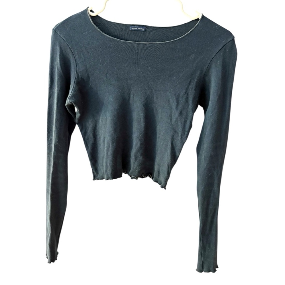 Brandy Melville Black Long Sleeve Crop Top